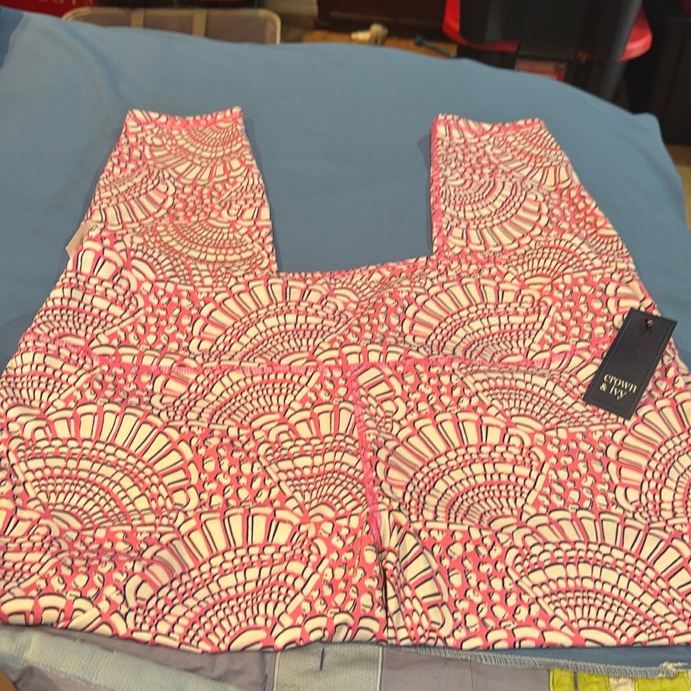 NWT Crown & Ivy Athleisure Sport Pants Pink Shell Sz XL Z54